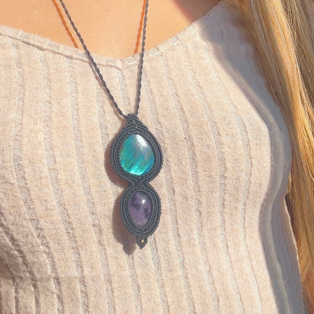 FAIRY NECKLESS LABRADORITE & AMETHYST